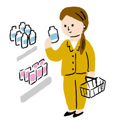 会社帰りにスーパーで買い物をする女性