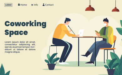 flat vector of man doing work in working space for landing pages