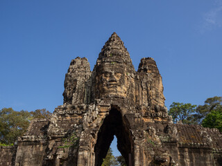 Fototapeta na wymiar Angkor Thom and Wat - a temple complex in Cambodia, is the largest religious monument in the world. Siem Reap Cambodia
