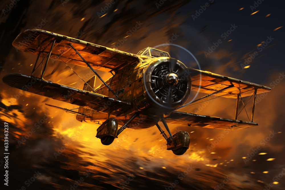 Poster an artistic portrayal of a pilot skillfully executing an emergency landing, underscoring their abili