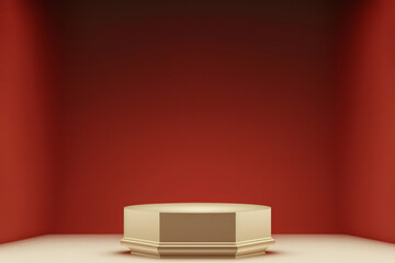 red minimalist podium background for product display