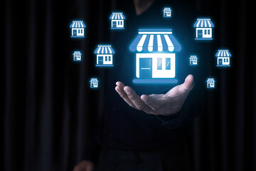 Franchise business e-commerce online e-marketplace or digital marketing branch expansion for growth...