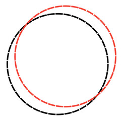 dash red circle icon frame with shadow 