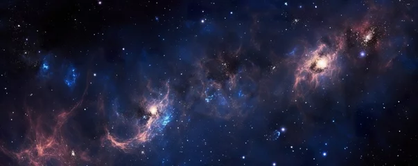 Deurstickers a photo of very dark starry night space taken from James Webb Space Telescope, night sky, dark black and dark blue tone, nebula, © Anowar