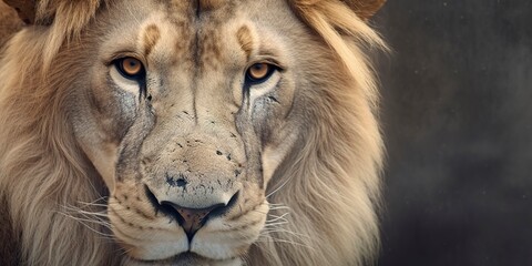 Close up of an African lion. 
