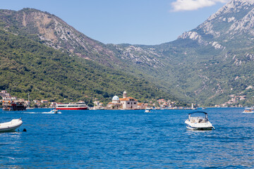 Perast, Montenegro 07-29-2023 Perast is an old town in the Bay of Kotor and is noted for its proximity to the islets of St. George and Our Lady of the Rocks. The first memories of Perast refer to 1336