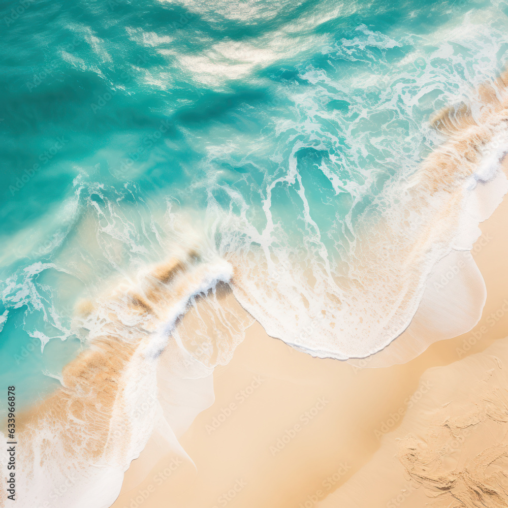 Wall mural sea water in sunny day. top view from drone. sea aerial view, beautiful bright sea with waves splash