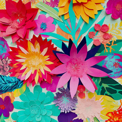 Fototapeta na wymiar Paper Flower Crafting Collage