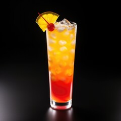 Tequila Sunrise cocktail on plain white background - product photography