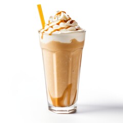 Caramel Milkshake on plain white background - product photography