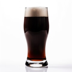 Glass of Darkbeer on a plain white background - product photography