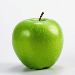 Green Apple on plain white background - product photography