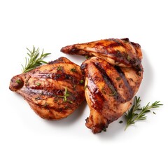 Grilled Chicken on plain white background - product photography