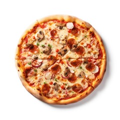 Pizza on plain white background - product photography