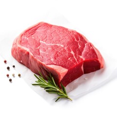 raw filet steak on plain white background - product photography