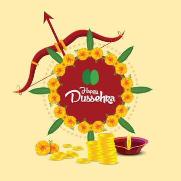 Happy Dussehra festival. 3D illustration . Creative social media ads