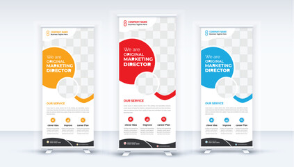 Vertical Advertising Trend Business Modern corporate colorful roll up standee banner design template.