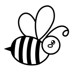 Cute kawaii bee cartoon outline icon