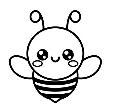 recommend clip art: Cute kawaii bee cartoon outline icon