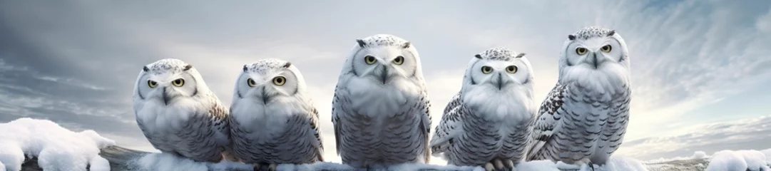 Foto op Plexiglas owl on a winter snow background. © Anowar