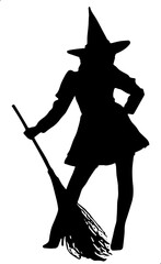 witch with a broom illustration vector