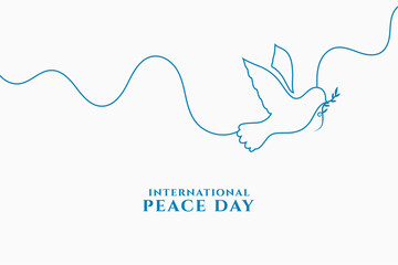 line style world peace day background with flying dove and olive branch