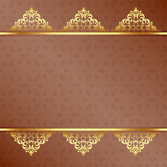 arabic style golden floral border for weeding or greeting card design