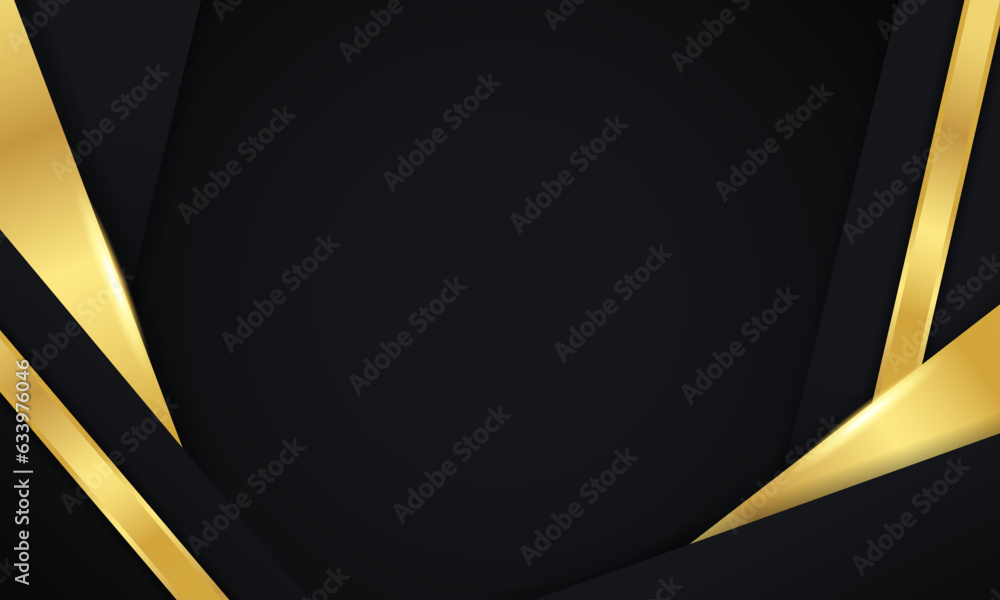 Poster modern luxury gradient dark overlapping with golden line shiny background