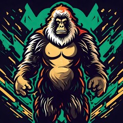 A logo for a business or sports team featuring Bigfoot  
that is suitable for a t-shirt graphic.