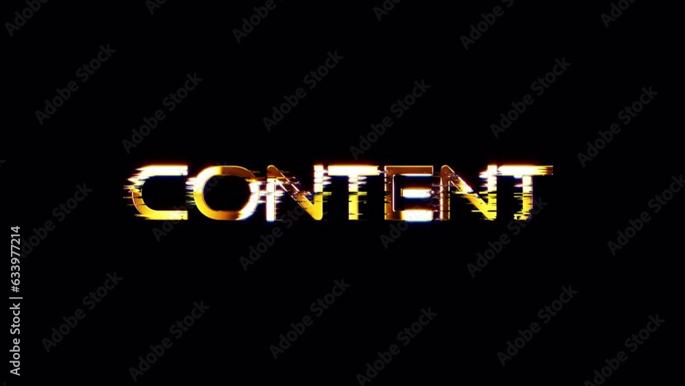 Poster content gold text shine glitch effect loop title on black background. promote advertising concept is