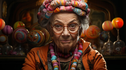 Portrait of elderly woman. Generative Ai