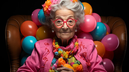 Obraz na płótnie Canvas Portrait of elderly woman. Generative Ai