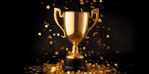 AI Generated. AI Generative. Golden reward trophy prize competition champion first place mock up. Graphic Art