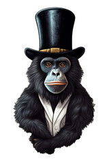 Gorilla wearing a tophat