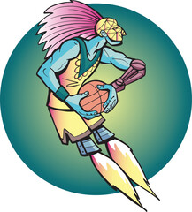 Aztec warrior rocket basketball player