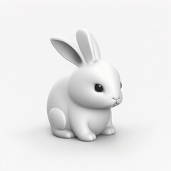 ai generated  Illustration of  cute 3d cartoon rabbit isolated white