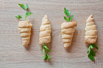 food appetizer. fresh bakery and pastry snack. easter french croissant. bakehouse with homemade buttery. breadstuff