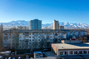 panorama of the Bishkek town in winter
