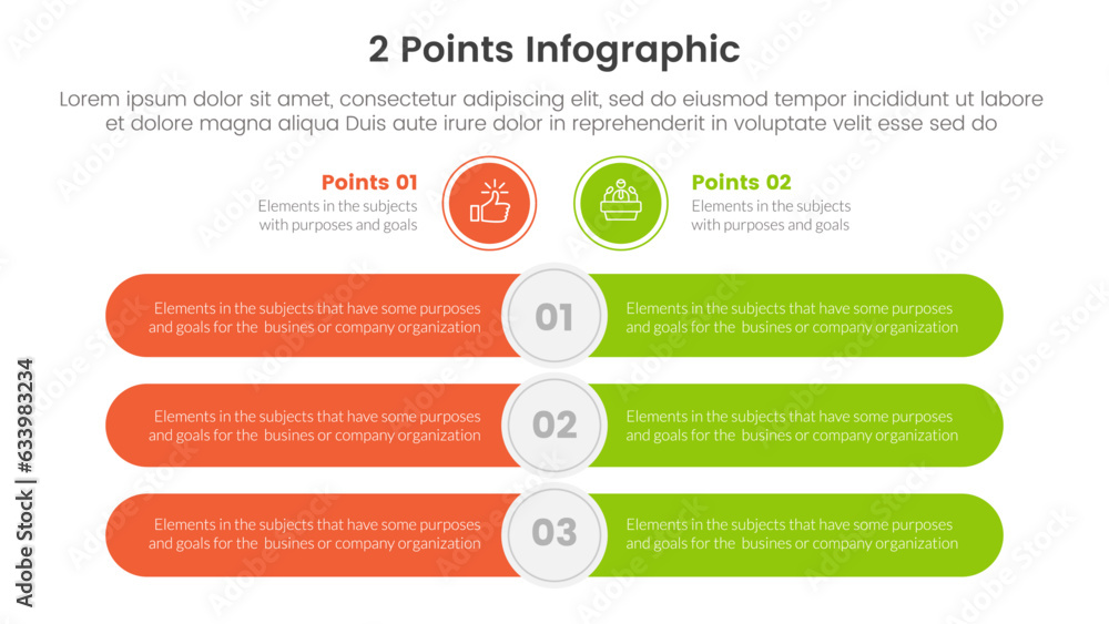 Poster versus or compare and comparison concept for infographic template banner with round rectangle bar op