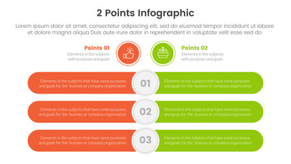 Fototapeta premium versus or compare and comparison concept for infographic template banner with round rectangle bar opposite with two point list information