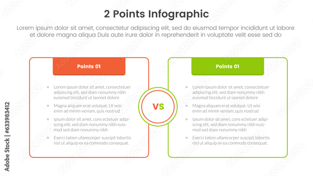 Poster versus or compare and comparison concept for infographic template banner with box opposite outline w