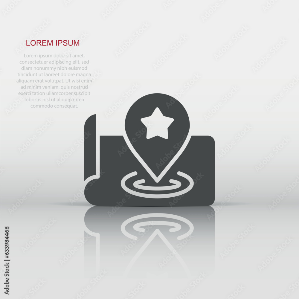 Poster map pin icon in flat style. gps navigation vector illustration on white isolated background. locate 