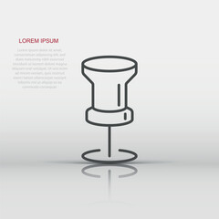 Thumbtack icon in flat style. Pin navigation vector illustration on white isolated background. Locate position business concept.