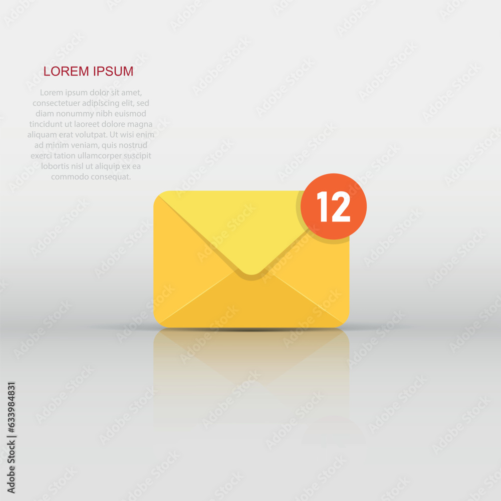 Poster new incoming messages icon in flat style. envelope with notification vector illustration on isolated