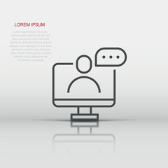 Live webinar icon in flat style. Online training vector illustration on isolated background. Conference stream sign business concept.