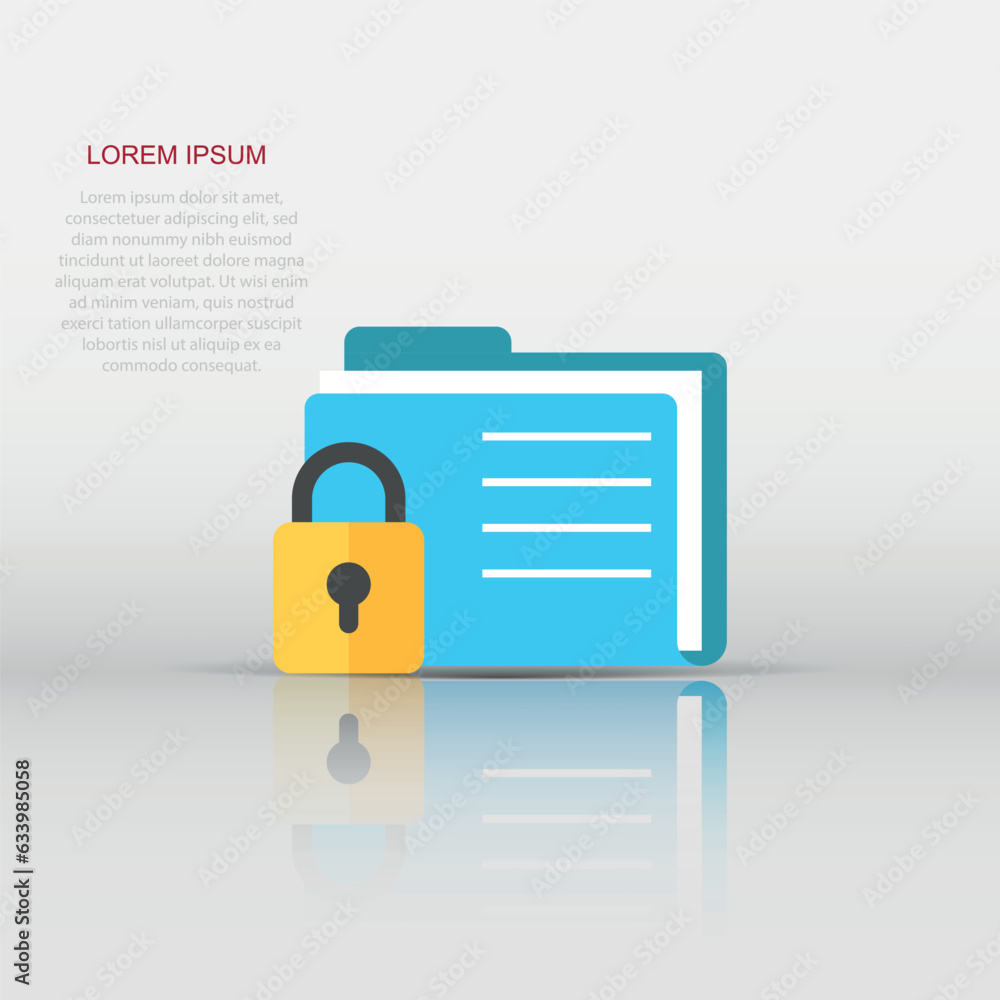 Poster files folder permission icon in flat style. document access vector illustration on isolated backgrou