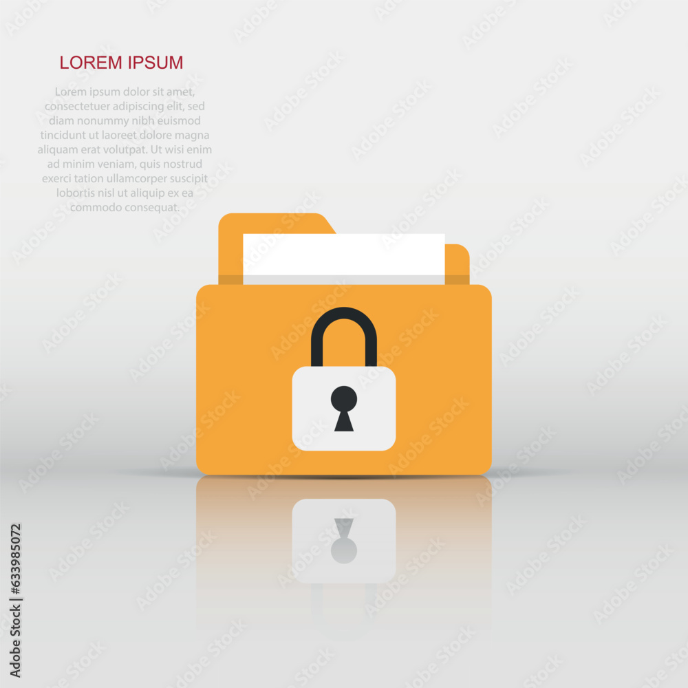 Aufkleber files folder permission icon in flat style. document access vector illustration on isolated backgrou