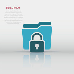 Files folder permission icon in flat style. Document access vector illustration on isolated background. Secret archive sign business concept.