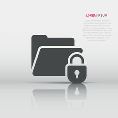 Files folder permission icon in flat style. Document access vector illustration on isolated background. Secret archive sign business concept.