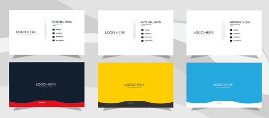 Flat design vector abstract creative card. Modern business card template red, blue, green & black colors. 